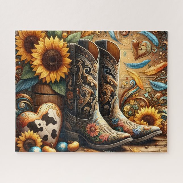 Cute Cowboy Boots Puzzle (Horizontal)