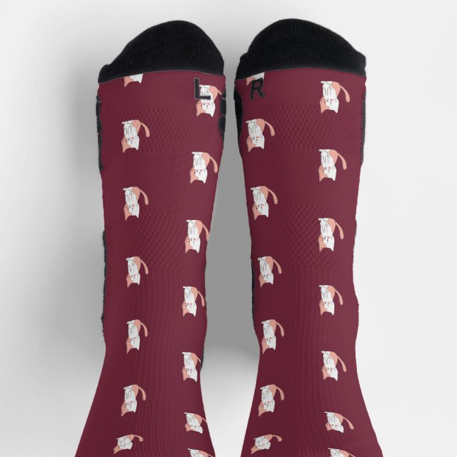 Cute Cozy Cat Burgundy Socken (Oben)