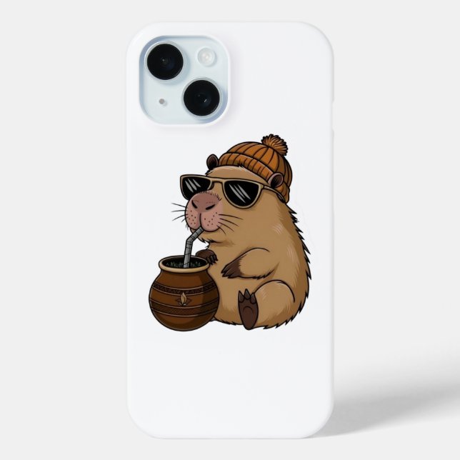 Cute Cozy Hamster Drinking Mate – Funny Aesthetic  Case-Mate iPhone Hülle (Rückseite)