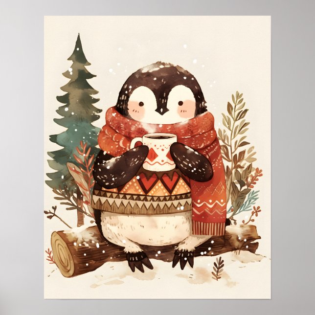 Cute Cozy Penguin Winter Nursery Wall Art Poster (Vorne)