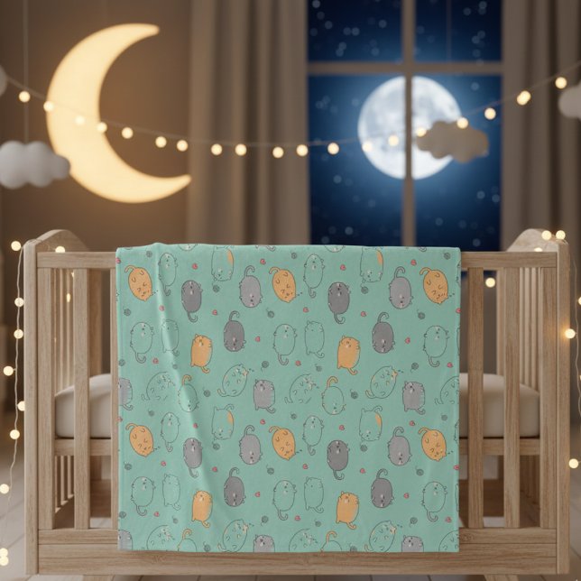 Cute & Cozy Sleepy Cat Dreams Pattern Fleecedecke (Von Creator hochgeladen)