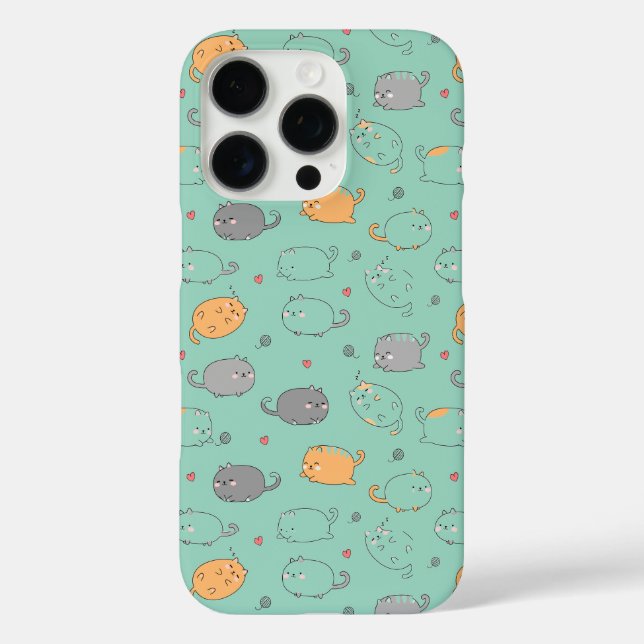 Cute & Cozy Sleepy Cat Dreams Pattern iPhone case (Rückseite)