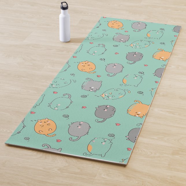 Cute & Cozy Sleepy Cat Dreams Pattern Yogamatte (Beispiel)
