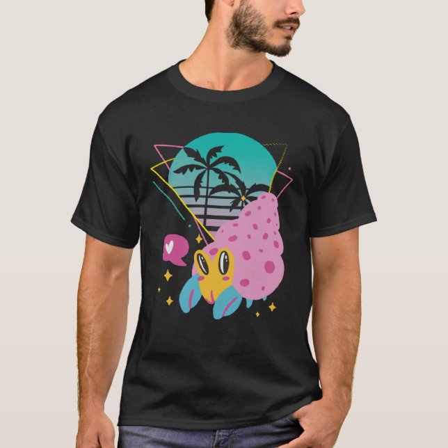 Cute Crab with Palm trees Seafood Ocean T-Shirt (Vorderseite)