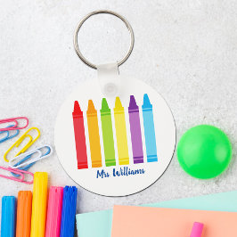 Cute Crayon Elementary School Teacher Personalized Schlüsselanhänger