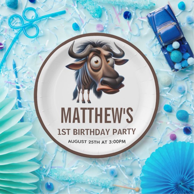 Cute Crazy Cheetah Farm Theme 1st Birthday Pappteller (Party)