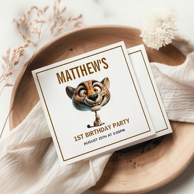 Cute Crazy Cheetah Farm Theme 1st Birthday Serviette (Cute Crazy Cheetah Farm Theme 1st Birthday Napkins
)