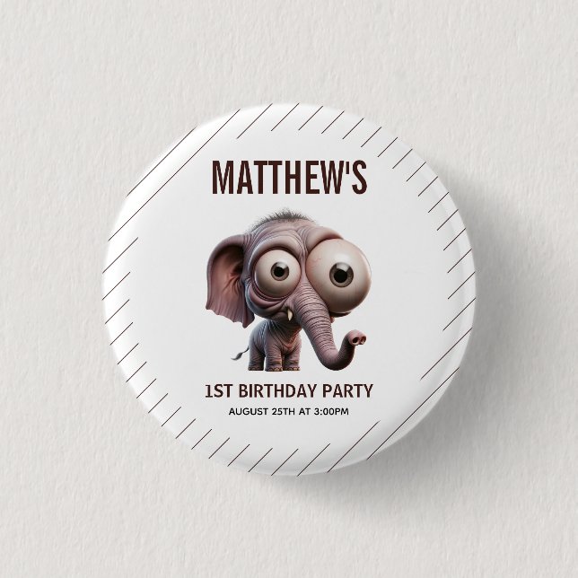 Cute Crazy elephant Farm Theme 1st Birthday Button (Vorderseite)