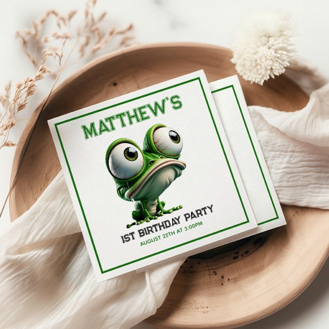 Cute Crazy Frog Farm Theme 1st Birthday Party Serviette (Cute Crazy Frog Farm Theme 1st Birthday Party Napkins
)