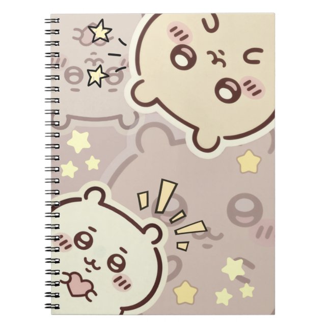 Cute Cream Bear Pattern Spiral Notebook - Minimali Notizblock (Vorderseite)
