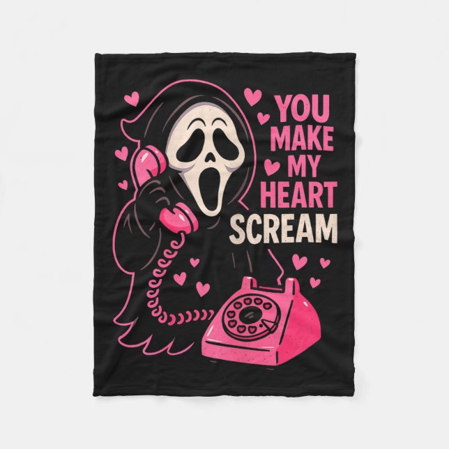 Cute Creepy Horror Make My Heart Scream Valentine’ Fleecedecke (Vorderseite)