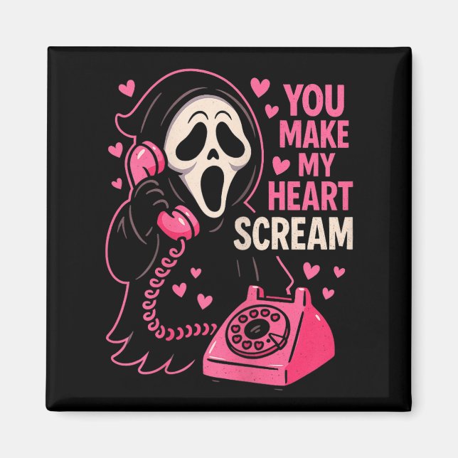 Cute Creepy Horror Make My Heart Scream Valentine’ Magnet (Vorne)
