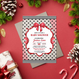 Cute Crimson Bow Baby Shower Invitation Acryleinladungen
