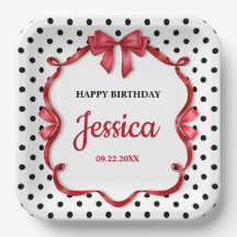 Cute Crimson Bow Birthday