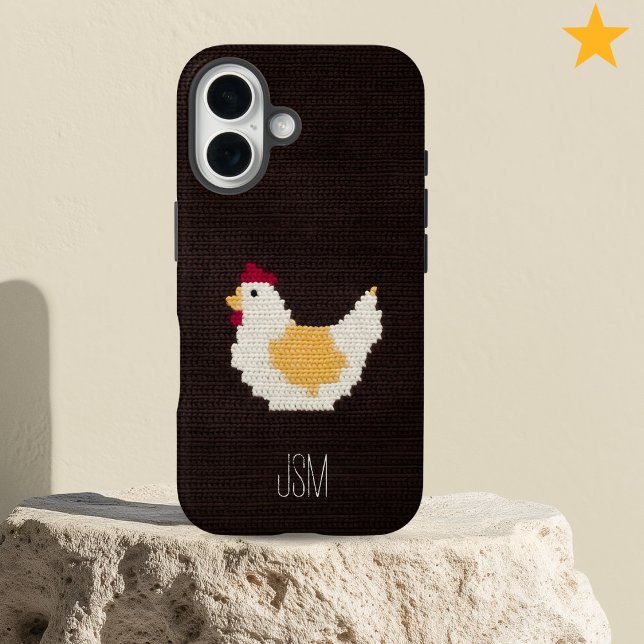 Cute Crochet Chicken Custom Initials Monogram   Case-Mate iPhone Hülle (Von Creator hochgeladen)