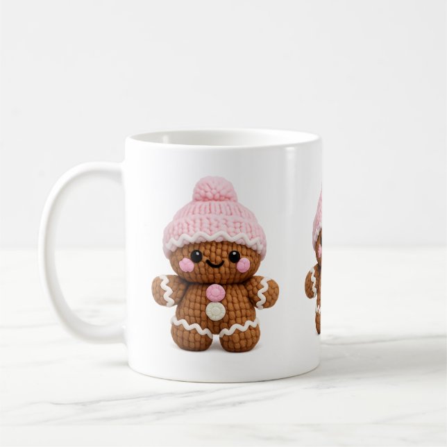 Cute Crochet Gingerbread Mug Cake Character Coffee Kaffeetasse (Links)