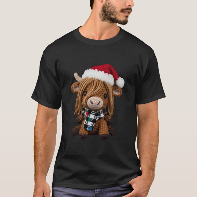 Cute Crochet Highland Cow T-Shirt (Vorderseite)