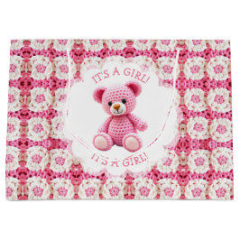 Cute Crocheted Teddy Bear Girl's Baby Shower Große Geschenktüte
