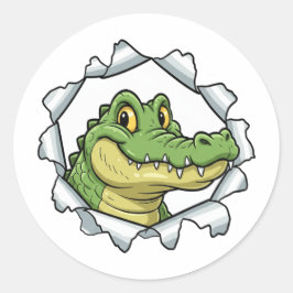 Cute Crocodile Torn Paper Sticker