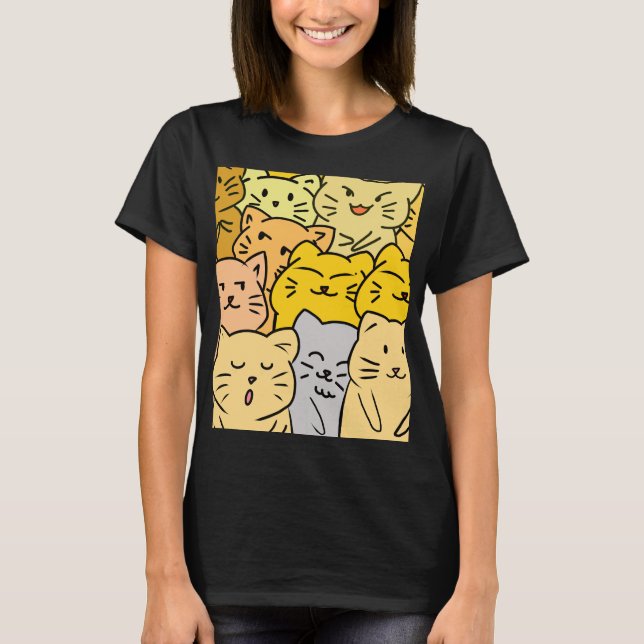 Cute Crowd Cat for Casual Wear Women’s T-Shirt (Vorderseite)