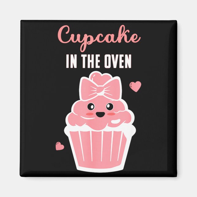Cute Cupcake In The Oven Gender Reveal Baby Girl  Magnet (Vorne)