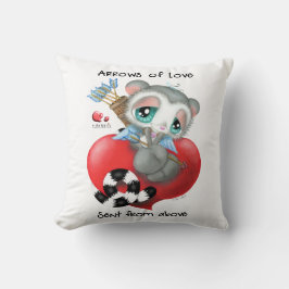 Cute Cupid Lemur on Heart - Arrows of Love Kissen