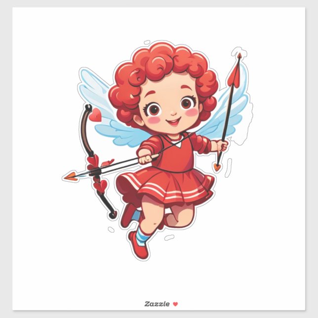 Cute Cupid With Bow And Arrow Aufkleber (Blatt)