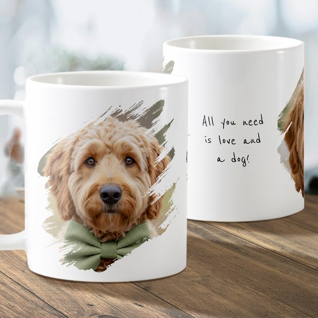 Cute Custom 2 Photo Paint Brushstroke I Love Dogs Kaffeetasse (Von Creator hochgeladen)