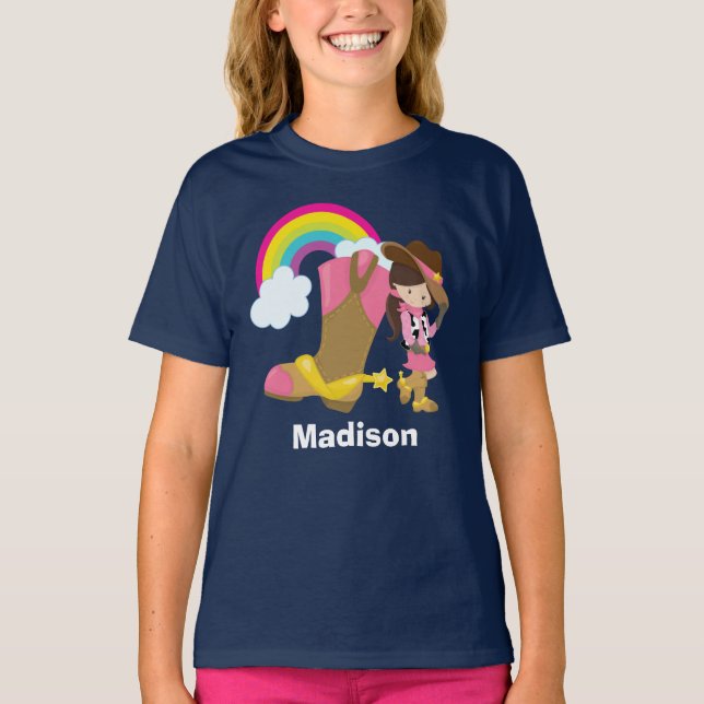 Cute Custom Cowgirl Rodeo Birthday T-Shirt (Vorderseite)