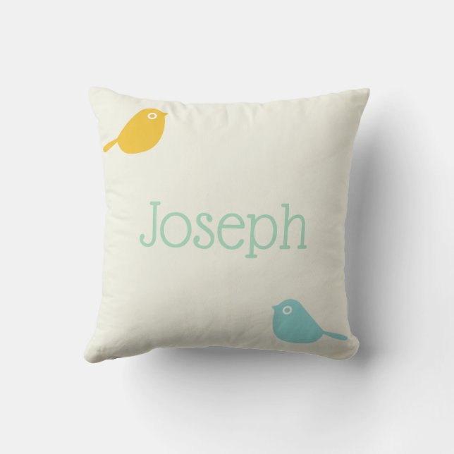 Cute Custom Little Birds Pastel Colors Boy Room Kissen (Rückseite)
