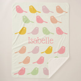 Cute Custom Little Birds Pastel Colors Girl's Sherpadecke