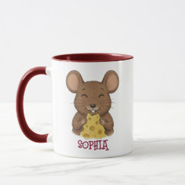 Cute Custom Name Mouse Woodland Animal Kids Tasse