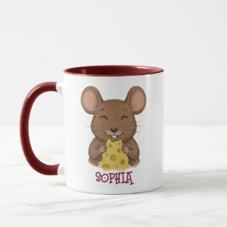 Cute Custom Name Mouse Woodland Animal Kids Tasse