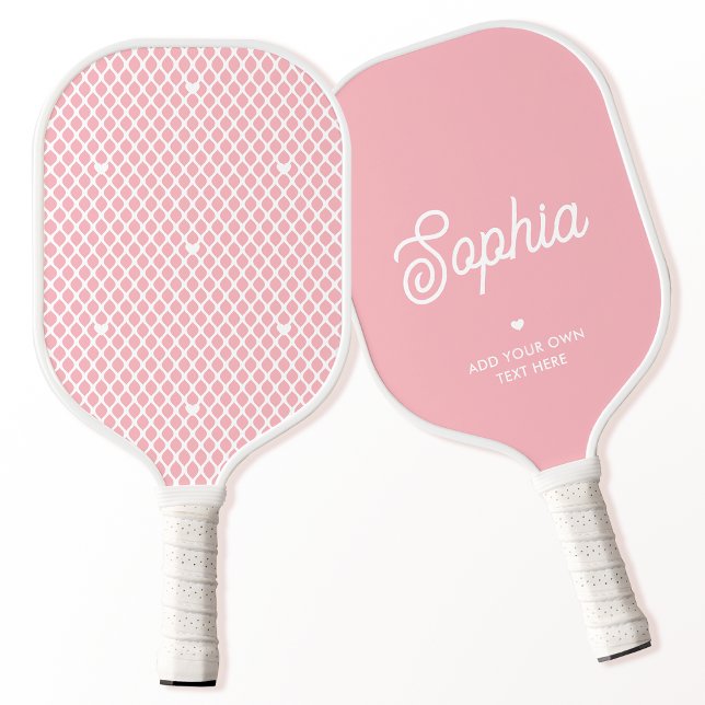 Cute Custom Name Pretty Pink Modern Mesh Net Pickleball Schläger (Von Creator hochgeladen)