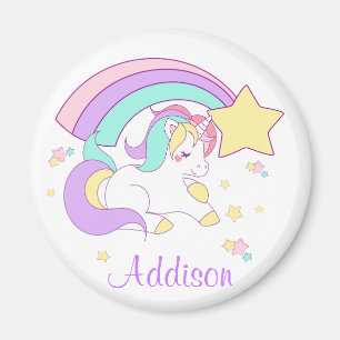 Cute Custom Personalized Magical Rainbow Unicorn Magnet