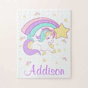 Cute Custom Personalized Magical Rainbow Unicorn Puzzle