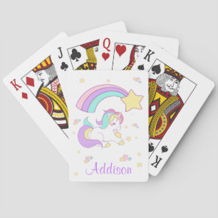 Cute Custom Personalized Magical Rainbow Unicorn Spielkarten