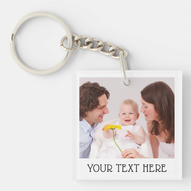 Cute Custom Photo & Name Text Acrylic Schlüsselanhänger (Vorderseite)
