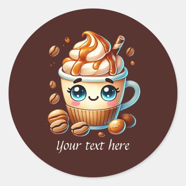 Cute customizable business Coffee Runder Aufkleber (Vorderseite)