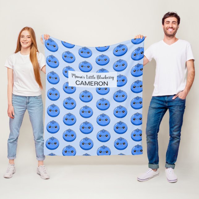 Cute Customizable Kawaii Blueberry Blue Fleecedecke (Beispiel)