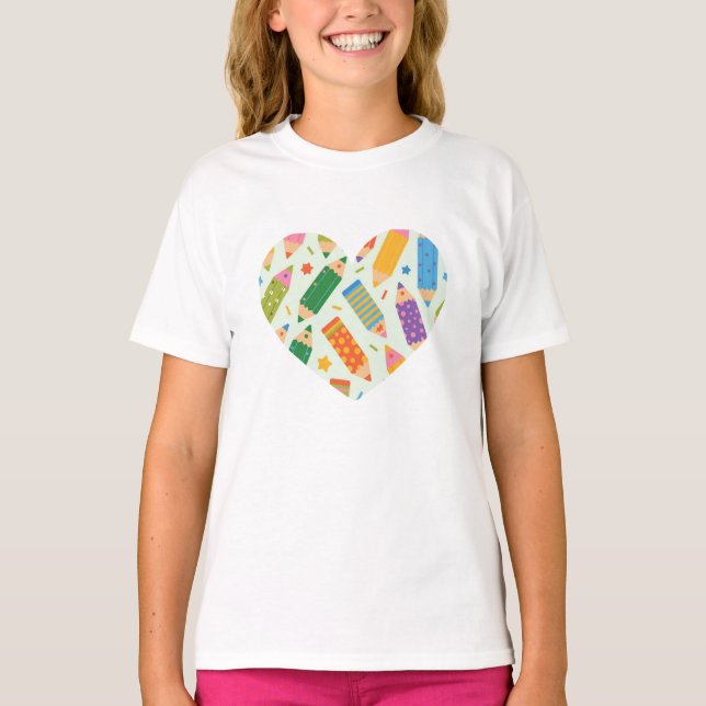 Cute Customizable Pencil Print T-Shirt (Vorderseite)