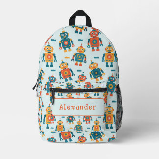 Cute Customizable Robot Print Bedruckter Rucksack