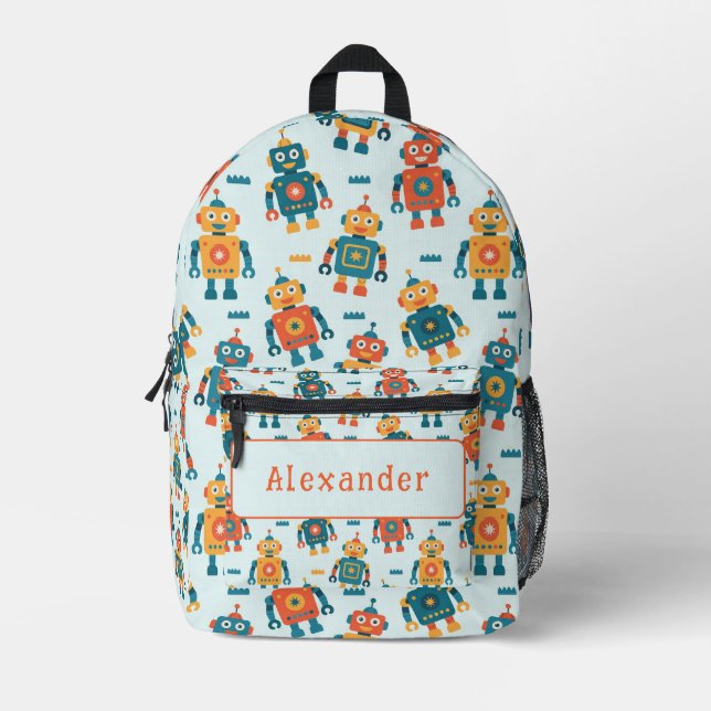 Cute Customizable Robot Print Bedruckter Rucksack (Vorderseite)
