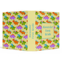 Cute CustomizableDinsosaur Print Binder