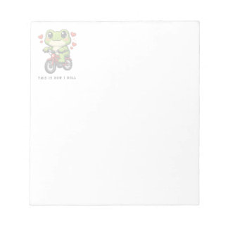 Cute Cycling Frog | Kawaii Frog Bicycle Art Notizblock