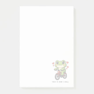 Cute Cycling Frog | Kawaii Frog Bicycle Art Post-it Klebezettel