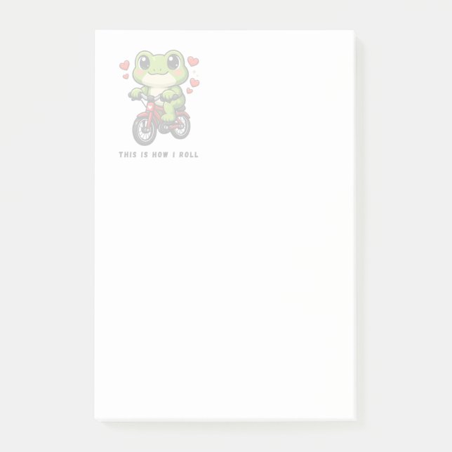 Cute Cycling Frog | Kawaii Frog Bicycle Art Post-it Klebezettel (Vorderseite)
