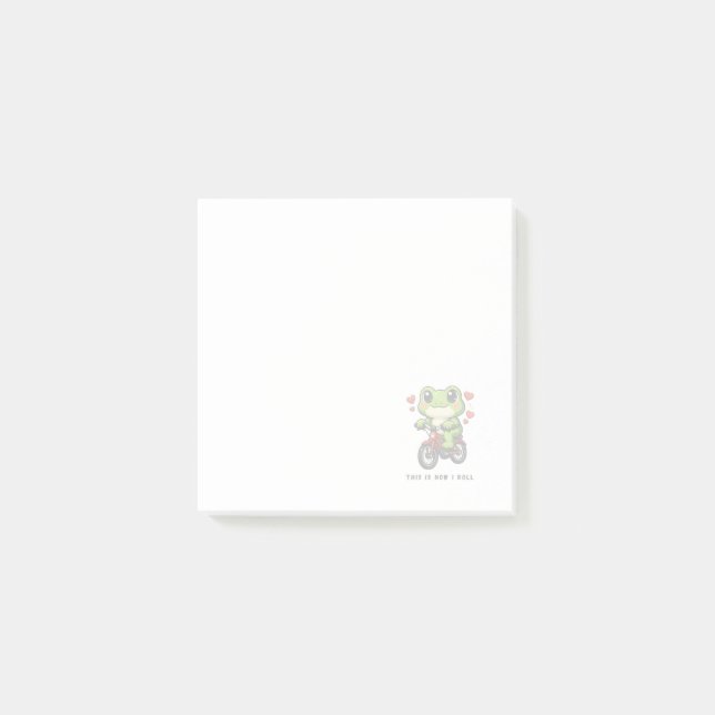 Cute Cycling Frog | Kawaii Frog Bicycle Art Post-it Klebezettel (Vorderseite)