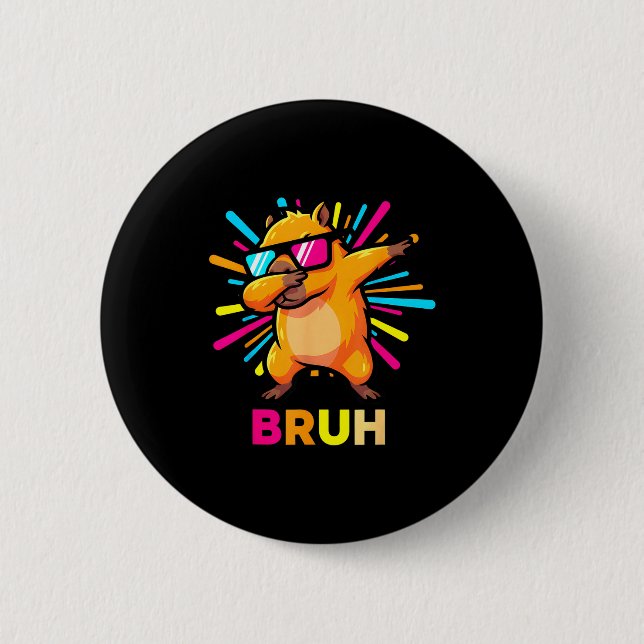Cute Dabbing Capybara Funny Animal Meme Capy Lover Button (Vorderseite)