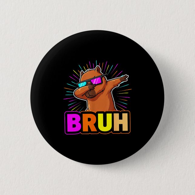 Cute Dabbing Capybara Funny Animal Meme Capy Lover Button (Vorderseite)